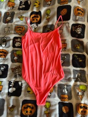 aerie Coral Pink Spaghetti Strap Bodysuit
